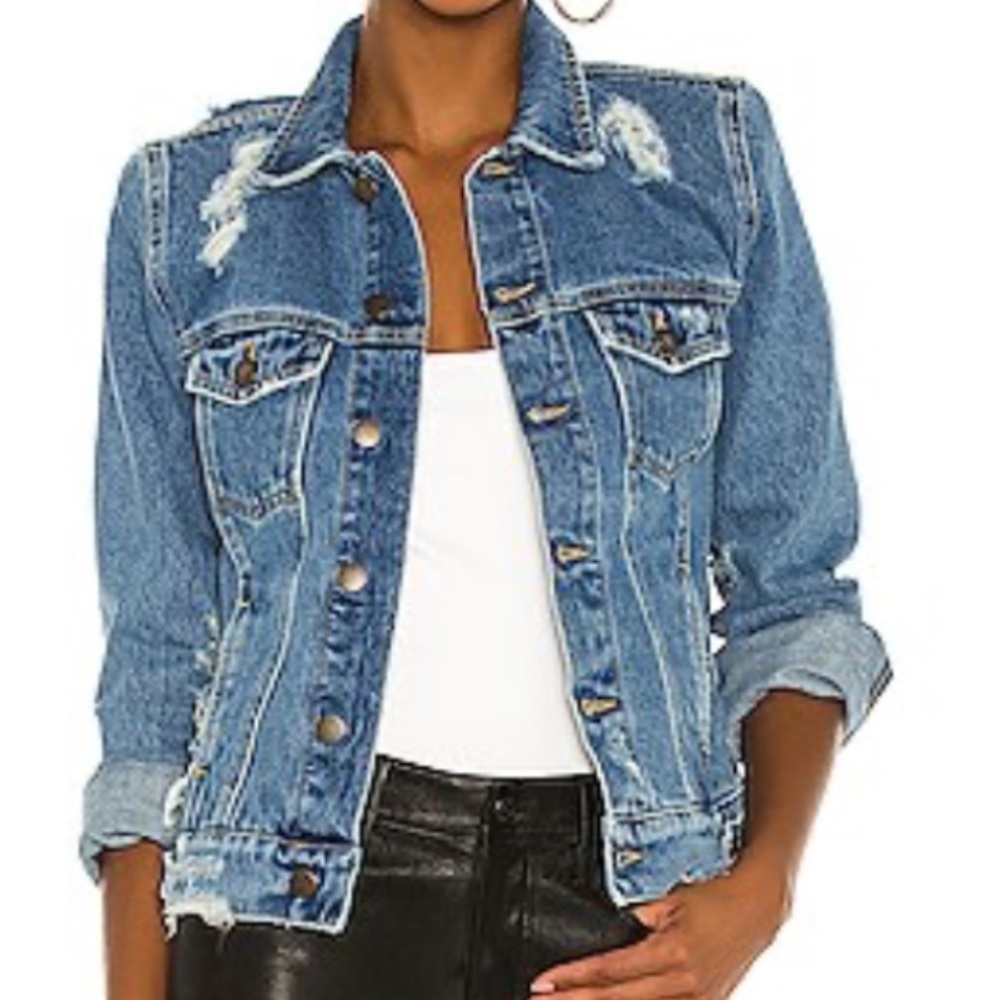 refuge Distressed Light Blue Denim Jacket